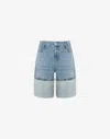 Moschino Wide Fit Denim Bermuda Shorts With Contrast Hem In Blue
