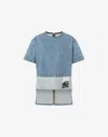 Moschino Denim Blouse With Patches In Blue