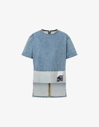 MOSCHINO DENIM BLOUSE WITH PATCHES