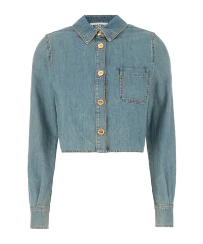 Moschino Denim Button Shirt In Navy