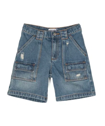 Moschino Kids' Denim Distressed Shorts In Blue