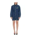 Moschino Denim Dress With Long Sleeves And Point Collar In Blue