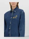 Moschino Denim Dress With Long Sleeves And Point Collar