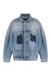 Moschino Patchwork Denim Jacket In Blue