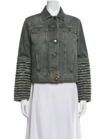 Pre-owned Moschino Denim Jacket In Green