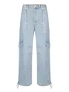 Moschino Wide Denim Cargo Jeans In Blue