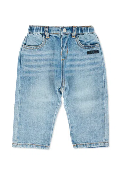 Moschino Denim Jeans For Babykids With Teddy Bear In Blue