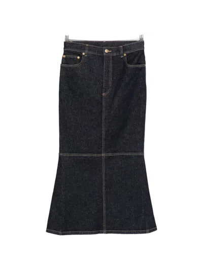 Moschino Denim Panelled Flared Skirt In Black