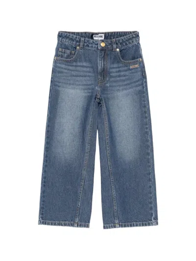 Moschino Kids' Denim Pants In Animal Print