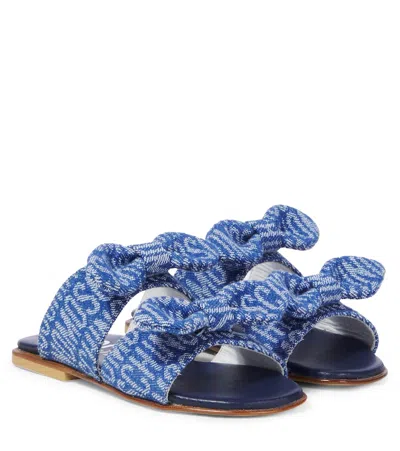Moschino Kids' Denim Sandals In Blue