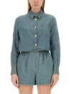 Moschino Long-sleeved Short-style Shirt In Navy