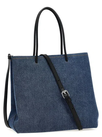 Moschino Denim Shopping Bag In Blue