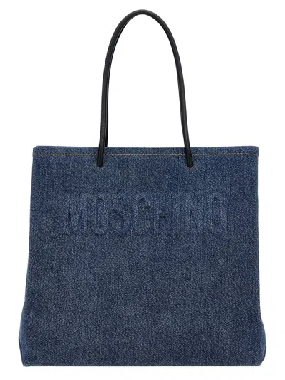 Moschino Denim Shopping Bag Tote Bag In Pattern