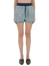 Moschino Elastic Waistband Shorts With Functional Pockets In Blue