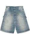 Moschino Distressed Denim Shorts In Gray