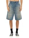 Moschino Distressed Denim Shorts In Navy