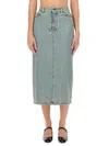 Moschino Women Rivets Denim Skirt In Denim