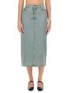 Moschino Women Rivets Denim Skirt In Navy