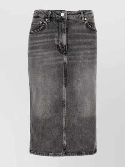 Moschino Denim Skirt With Back Pockets And Belt Loops In Gray