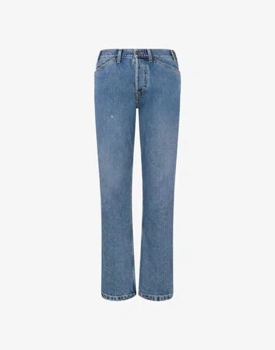 Moschino Denim Trousers Laurel Crown Logo In Blue