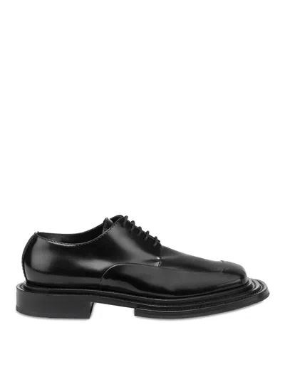 Moschino Square-toe Leather Derby Shoes In Black