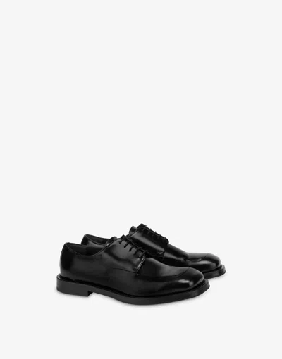 Moschino Derby In Brushed Calfskin In Black