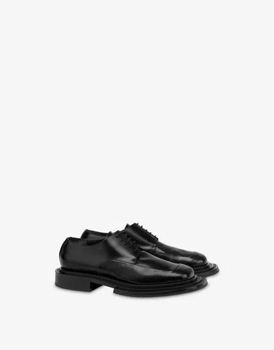 Moschino Derby In Vitello Lucido In Black