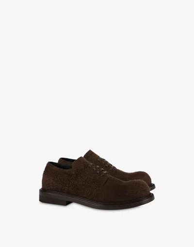 Moschino Derby Shoes In Suede Oliver In Brown