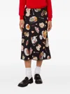 Moschino Tea Time Printed Silk Satin Midi Skirt In Black