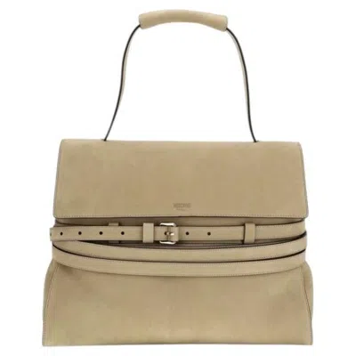 Pre-owned Moschino Detachable Leather Belt Top Handle Bag � Beige In Brown
