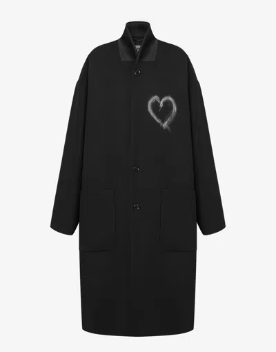 Moschino Diagonal Wool-blend Coat In Black
