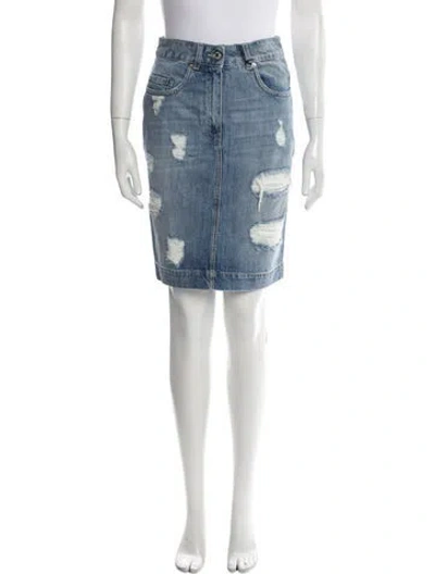 Pre-owned Moschino Distressed Accents Knee-length Skirt W/ Tags In Blue