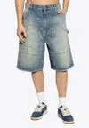 Moschino Distressed Denim Shorts In Blue
