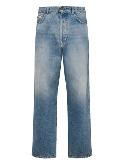 Moschino Distressed-effect High-rise Jeans In Blue