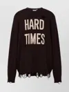 Moschino Distressed Ribbed Sweater With Cuffs And Hem In Black