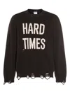 Moschino Distressed Ribbed Sweater With Cuffs And Hem In Black