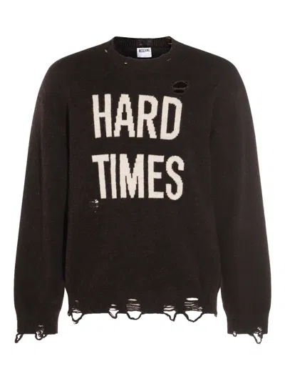 Moschino Couture Shetland Wool Pullover In Brown