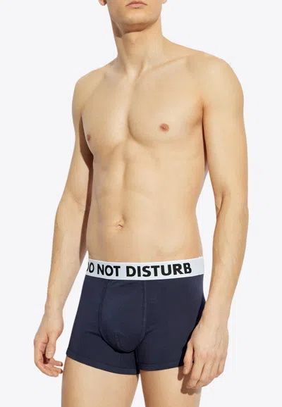 Moschino Do Not Disturb Logo Boxer Shorts - Set Of 2 In Blue
