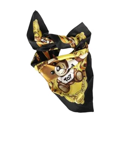 Moschino Dollar Teddy Bear Scarf In Black