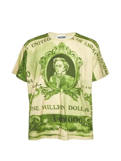 Pre-owned Moschino Dollar-print T-shirt In Neutral