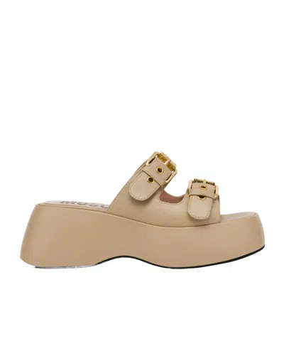 Moschino Dolly 75mm Leather Mules In Nude