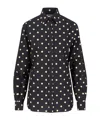 Moschino Long Sleeve Polka Dot Collared Top In Black