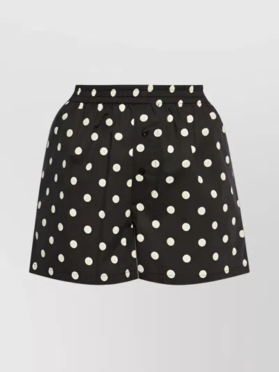 Moschino Dotted Shorts With Elastic Waistband And Button Detailing In Black
