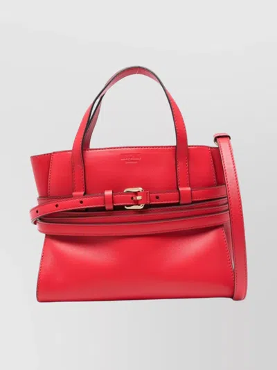 Moschino Double Belt Shoulder Bag With Top Handles In Red