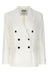 Moschino Double-breasted Blazer With Buttoned Cuffs In White