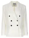Moschino Double-breasted Blazer With Buttoned Cuffs In White