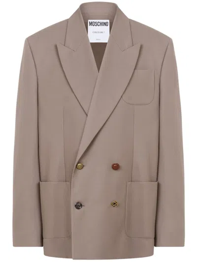 Moschino Double-breasted Blazer In Neutrals