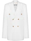 Moschino Double-breasted Linen Jacket In White