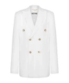 Moschino Double-breasted Linen Jacket In White