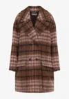 Moschino Double-breasted Plaid Coat With Warm Acrylic Blend In Multi